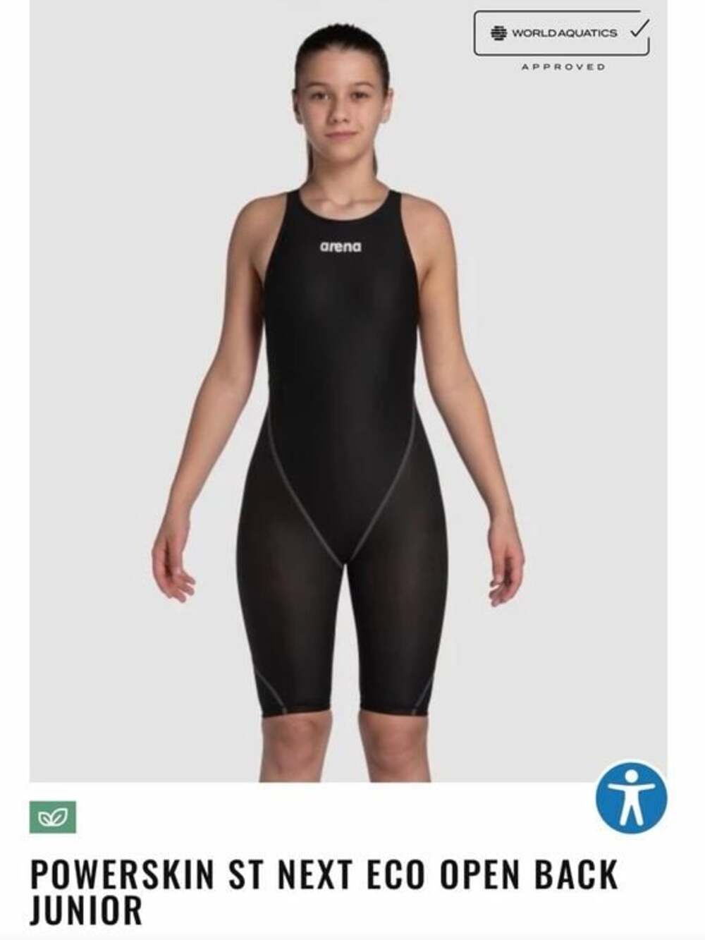 arena Junior Powerskin ST Next Eco One-Piece Swimsuit in Black
